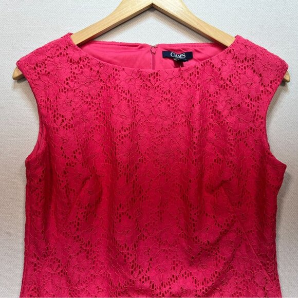 NWT Chaps Women Lace Sheath Dress Size 8 Calypso Coral Sleeveless Party Workwear - Picture 5 of 13